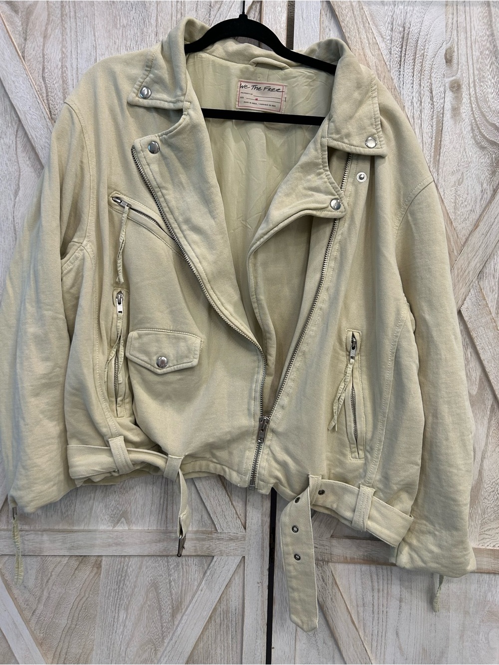 We The Free Light Tan Moto Utility Jacket with Belt